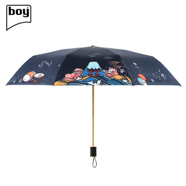 【德國boy】三折超輕黑膠防曬防潑水晴雨傘（櫻庭）