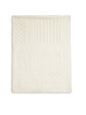Softly textured, seed-stitched knit blanket; 30