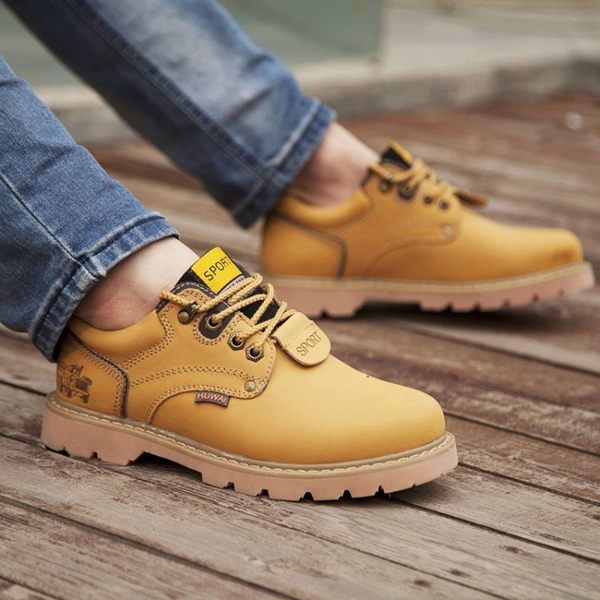 男士大頭皮鞋登山休閒厚底防滑低幫馬丁靴工裝男鞋加棉戶外工作鞋