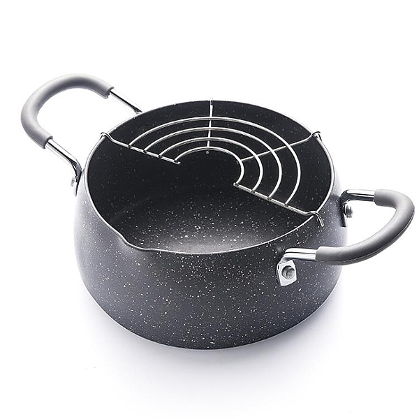 油炸鍋家用小炸鍋加厚迷你煤氣灶無油煙不粘電磁爐通用日式天婦羅