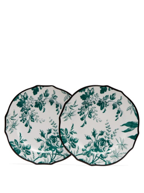 Gucci - Gucci's emerald green and white dessert plates are a charming translation of the house's ret