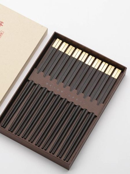 高檔紅木筷子家用10雙家庭裝分人防霉 實木雞翅木長快子套裝定制