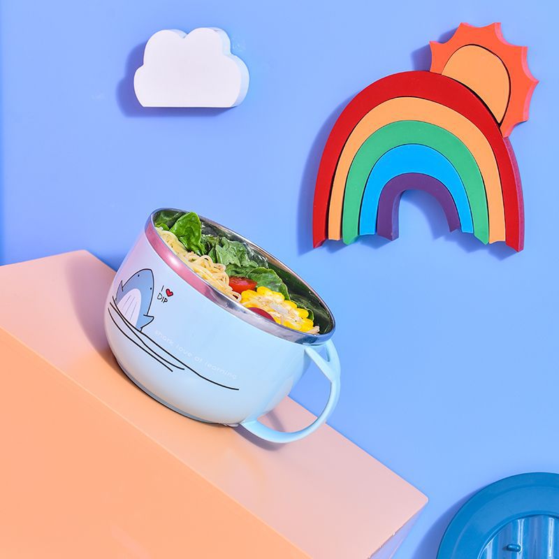 304不鏽鋼學生泡麵碗創意鯊魚密封防漏方便麵碗