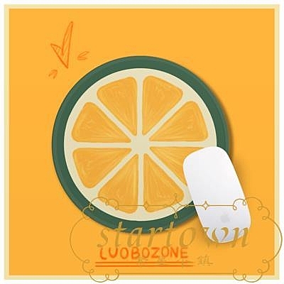 手繪水果夏日檸檬青檸鼠標墊防水布面滑鼠墊mousepad鎖邊圓形清新