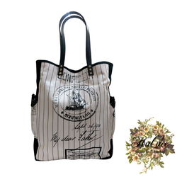 【HaLace創意手工拼布包】長型航海士黑白帆布包