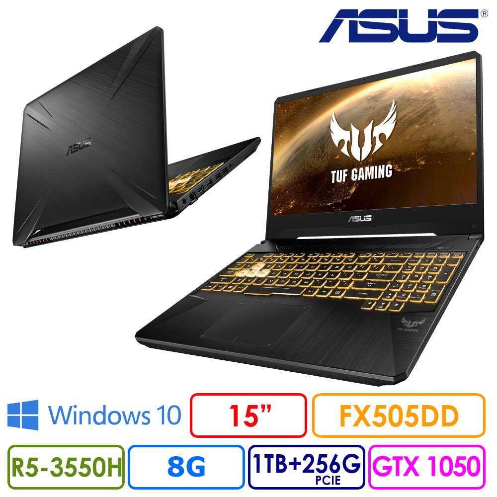 ◆ ASUS TUF GAMING 軍規堅不可摧 ◆◆ 薄邊框設計 / IPS Level ◆◆ 防塵散熱通道 ◆此為 戰斧黑 賣場FX505DD-0061B3550H處理器：AMD Ryzen 5-