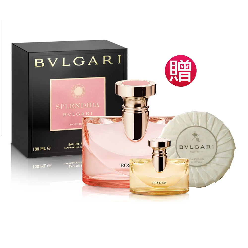 BVLGARI 寶格麗 浪漫玫香女性淡香精100ml(贈)明彩馨香女性小淡香精5ml+白茶香氛皂50g Vivo薇朵