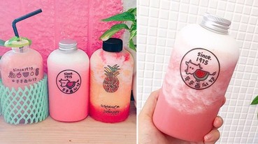 果汁就要是胖胖瓶！可以大口大口吸的粉紅西瓜牛奶和超夢幻的鳳梨冰沙～天氣再熱也不怕啦！