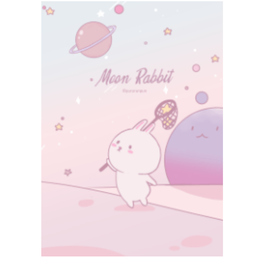 Moon Rabbit in Pastel Galaxy
