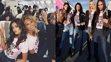 最性感班機！維多利亞的秘密模特集體抵達法國 讓人忍不住全程看修長美腿...