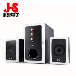 ◎主機5吋重低音+2.5吋全音域衛星喇叭，輸出功率達41W|◎三件式木質音箱系統，重低音可調控主音量、高音及重低音|◎適用於Ipod、PC、CD、MP3、MP4、MP5、DVD等播放設備商品名稱:JS