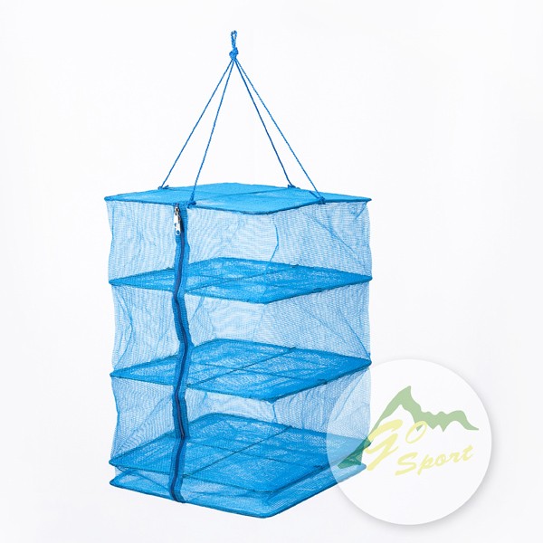 台灣GO SPORT 餐廚網、碗籃售價$250功能特性：1.吊掛式設計，或是用架子式立於地面上。2.共分三個隔層，拉鍊式封口。3.放置食材或是烹調用具、餐具，可防止蚊蟲進入。4.鍋碗筷洗完就放在裡面通