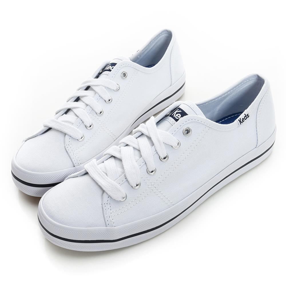 Keds KICKSTART 經典綁帶帆布鞋-白