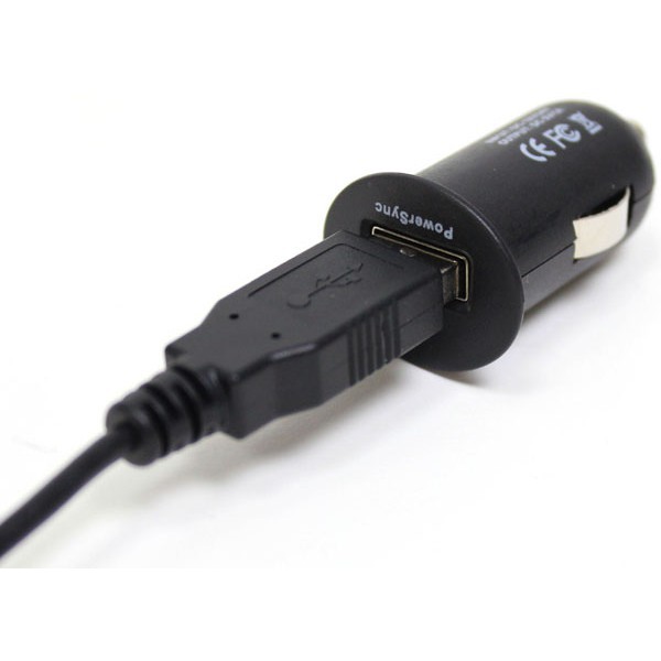 ．PowerSync迷你USB車用充電器，將車用直流電12V轉換為USB 5V中輸出．可搭配各種USB規格傳輸充電線使用，即可利用汽車上電力為各電器產品充電．iPhone、iPad、iPod、各廠牌手