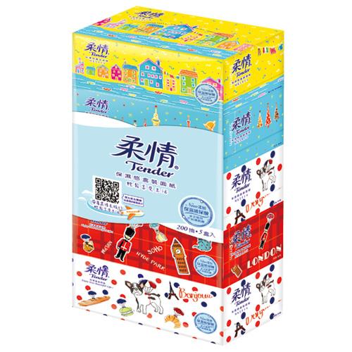 柔情盒裝面紙200抽*5盒【愛買】