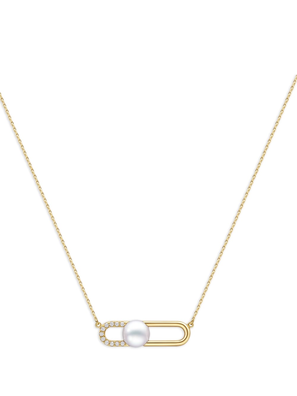 TASAKI - 18kt yellow gold Collection Line Fine Link pearl necklace - women - 18kt Yellow Gold/Akoya Pearl/Diamond - One Size