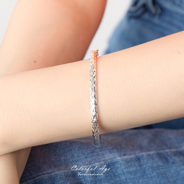 925純銀米字雕紋橢圓手環【NPA63】柒彩年代