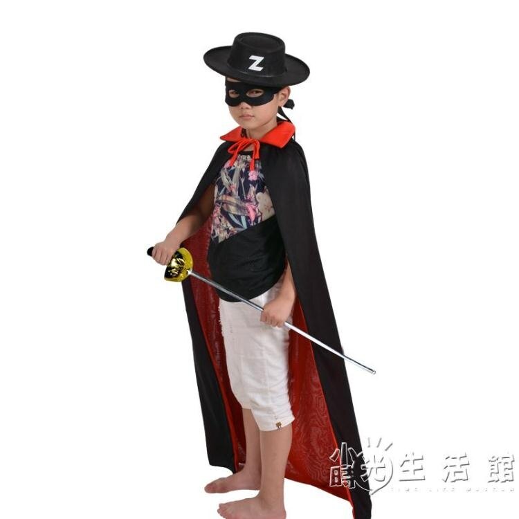 萬圣節服裝海盜佐羅親子裝扮服飾成人兒童雙面紅黑色披風斗篷套裝
