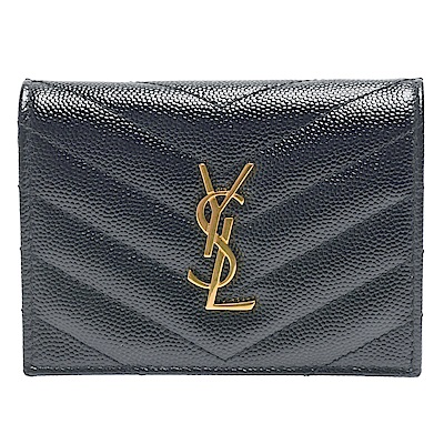 ★經典金色金屬LOGO★V字縫線魚子醬牛皮★小尺寸賦有卡夾/內袋