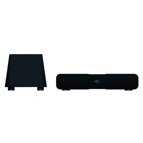 Razer Leviathan 5.1 聲道 Sound Bar 可輕易地置於任何桌上型顯示器或客廳遊戲主機下。 這套擁有先進 Dolby 環繞音效技術、優越音效驅動單體，以及一顆專屬重低音揚聲器的 