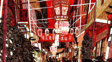 神農街的元宵節 | 神農街 上記憶裡的畫面，保存在畫作中紅色的布幔元宵節!