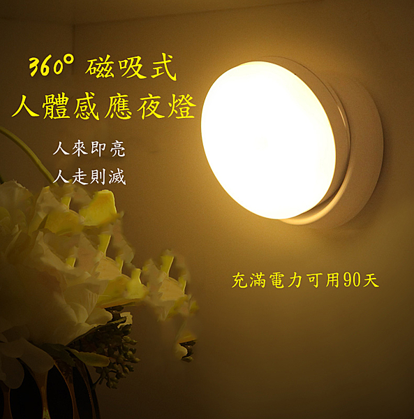 360度感應小夜燈 人體感應燈 充電款 LED小夜燈 感應燈 智能夜燈 磁吸式