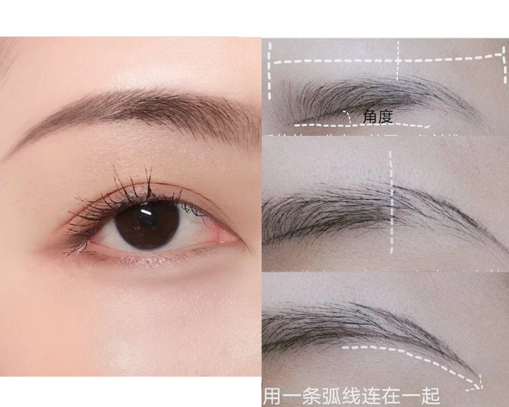 自然小挑眉眉型畫法1：眉毛前後分區
