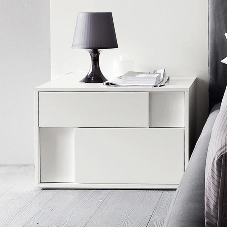 床頭櫃簡約現代臥室創意床頭櫃白色鋼琴烤漆床邊櫃北歐儲物櫃個性收納櫃