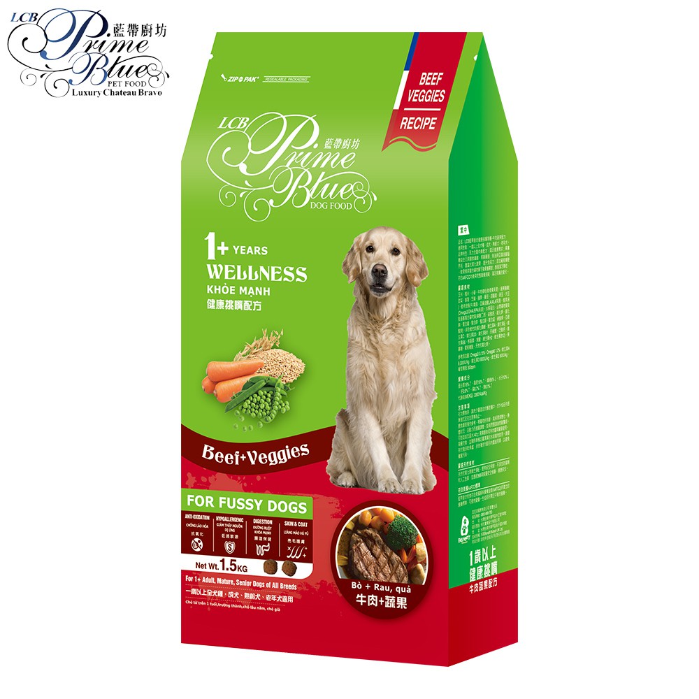 【產品特色】✿活力全穀蔬果均衡配方，滿足愛犬健康的需求。✿果寡糖益生元+膳食纖維，照顧腸道和體內外環保。✿添加鮭魚油DHA/EPA與亞麻油酸LA，顧腦亮毛。✿豐富抗氧化蔬果，提升免疫力。✿葡萄糖胺/軟