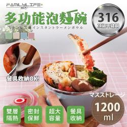 ◎內膽由頂級316不鏽鋼製造，不含鉛、錳等重金屬，安心食用。|◎食品級PP外層，耐熱可達120℃，不會產生有毒物質。|◎超大碗徑，1200ml超大容量，份量十足。種類:碗主材質:不鏽鋼顏色:白色系,粉