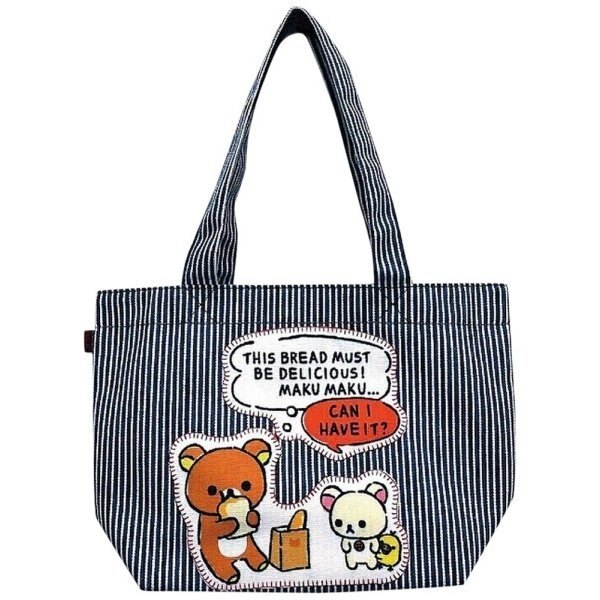 大賀屋 拉拉熊 EDWIN 手提包 聯名款 牛仔包 側背包 便當袋 SAN-X 日貨 正版 授權 J00010035