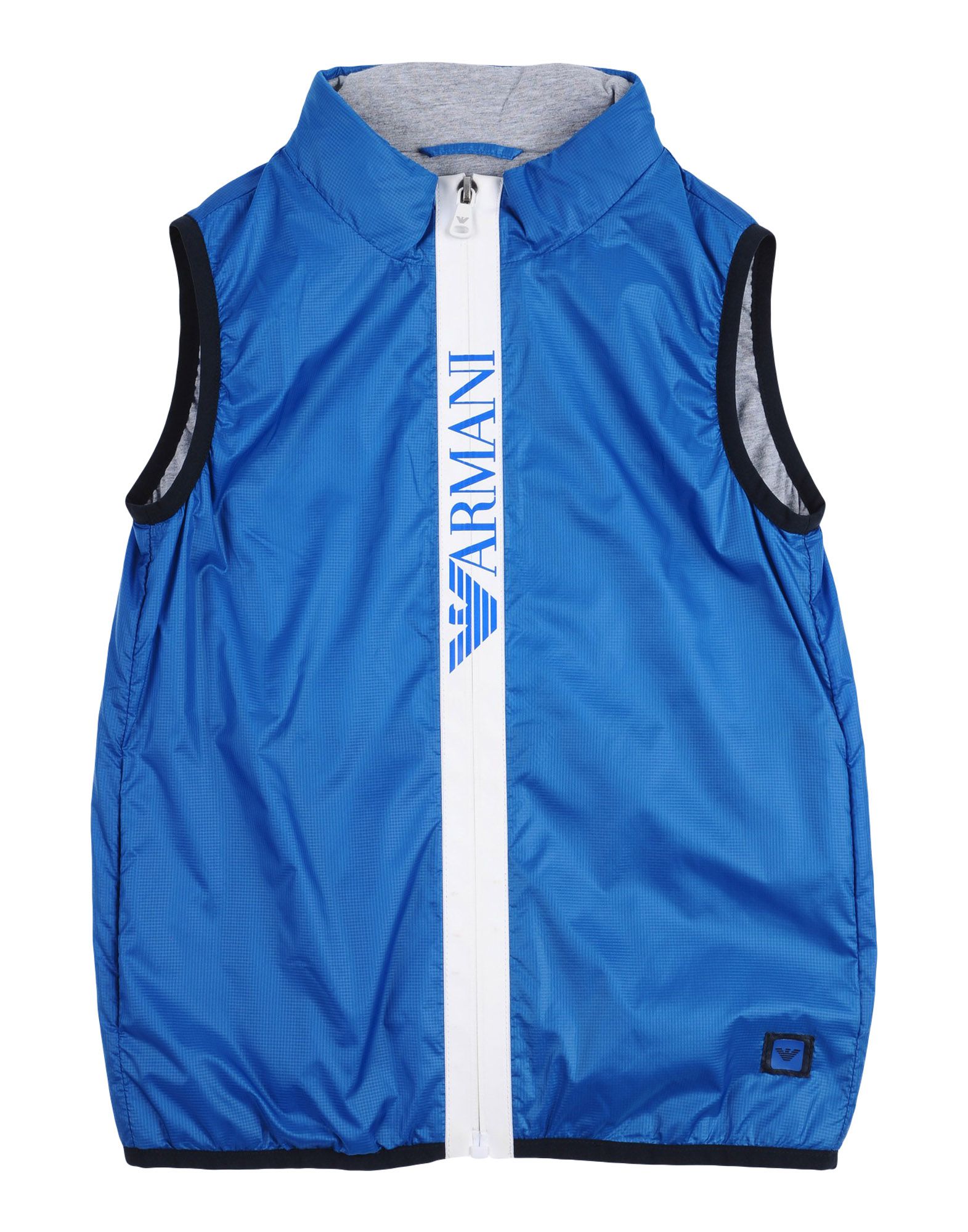 techno fabric, logo, two-tone, single-breasted, zip, turtleneck, multipockets, sleeveless, fully lin