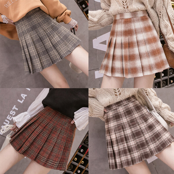 高腰設計拉長身形 收腰顯瘦不勒緊 商品名稱：【7917】秋冬新款毛呢格紋高腰修身A字裙 百褶裙 半身裙 少女 姊妹(多款可選/S-L) 商品材質/尺寸：依商品圖所示 商品產地：中國 【注意事項】 以上