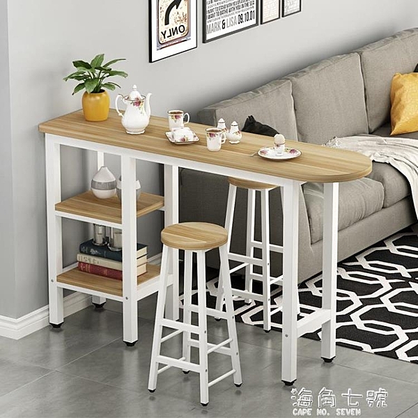 簡約現代客廳隔斷吧台桌帶櫃靠牆高腳桌椅家用酒吧台奶茶店餐桌 海角七號