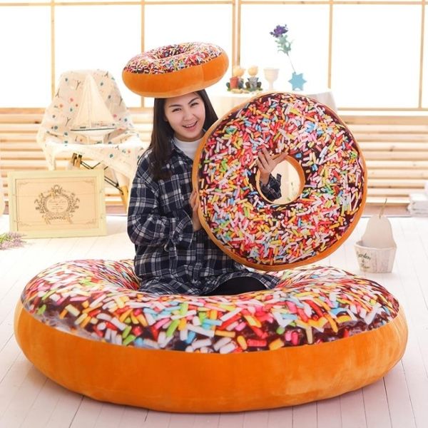巧克力甜甜圈抱枕加厚榻榻米坐墊辦公室午睡枕沙發美臀靠墊靠枕頭