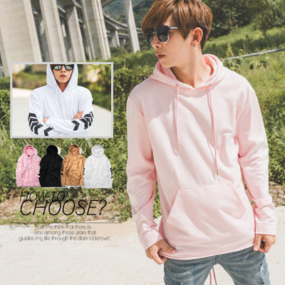 【NB0018J】箭頭圖騰後側綁帶不修邊長版素面帽T (SH117-1128)