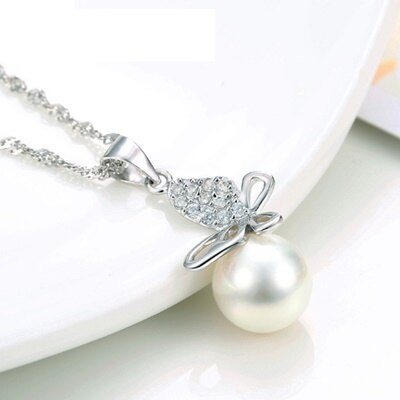 925純銀項鍊 珍珠吊墜-氣質甜美迷人精緻母親節情人節生日禮物女飾品73fy124【獨家進口】【米蘭精品】