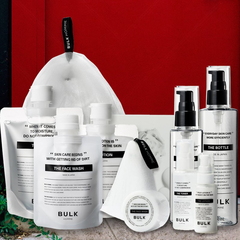 此組合包含：潔顏霜100g+化妝水200ml+乳液100g+起泡網+基礎入門組+大小專用空瓶 庹宗康、高山峰、陳德烈、楊皓如，夢多等多位藝人推薦 日本職人級男士保養 清潔.保濕.修護完整套裝 創造健康