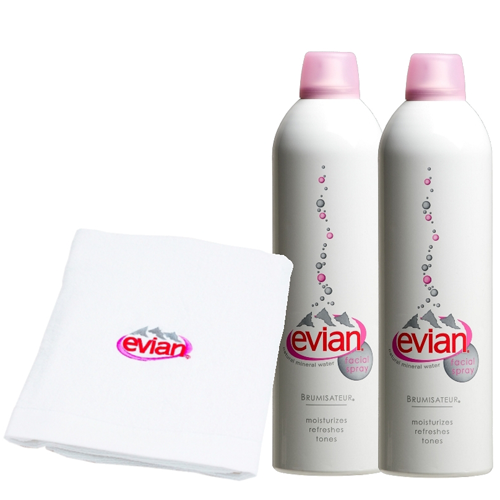 原廠【evian】愛維養護膚礦泉噴霧300mlx2加贈浴巾