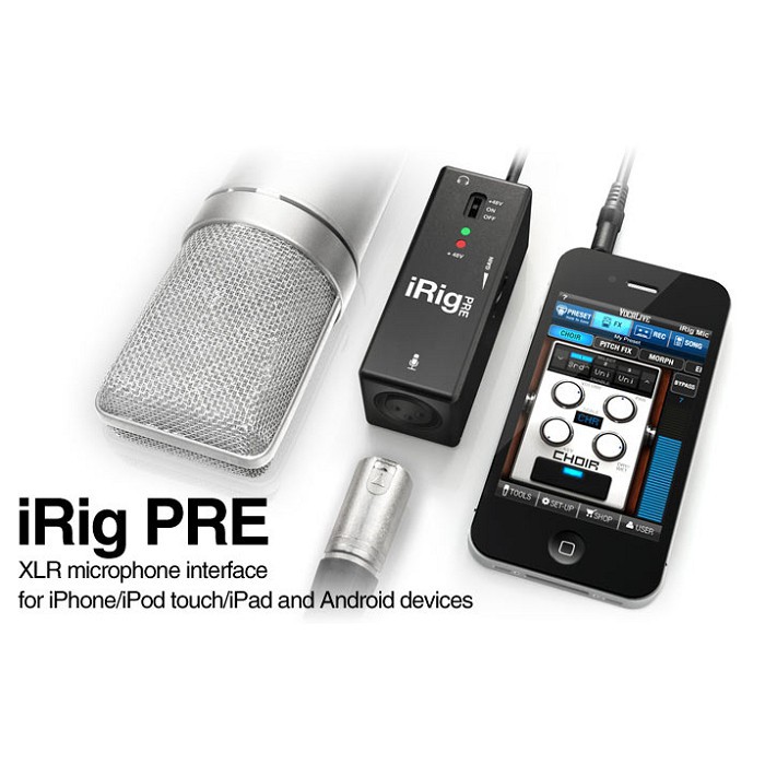 帶著你的專業麥克風接上 iRig PRE，隨時大展歌喉吧！想隨時都能使用你的專業級麥克風錄下靈感嗎？沒問題，交給 iRig PRE！完美對應你的智慧手機與平板，iPhone，iPad，iPod Tou