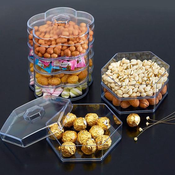 透明分格干果盤家用干果盒 創意客廳糖果盤塑料帶蓋瓜子盤