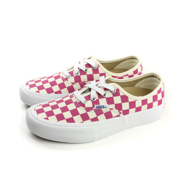 VANS 休閒鞋 白 桃紅色 棋盤 格紋 格子 女鞋 72020101 no474