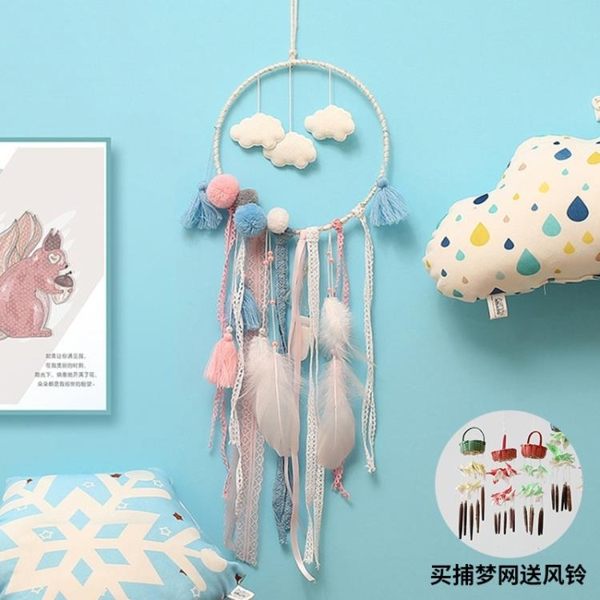 掛飾 diy雲朵捕夢網掛飾 小風鈴吊飾少女房間幼兒園環創森系創意裝飾品 ATF英賽爾3C數碼店