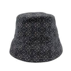 【LOEWE】緹花尼龍雙面 Anagram 漁夫帽(L號) 黑色 K820HB1X13-1268