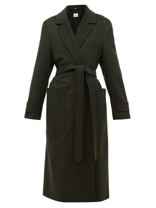 Burberry - Burberry's dark green Sherringham coat is a demure addition to your wardrobe option, belt