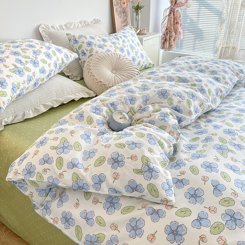 可訂製 免運 田園風 小碎花精梳全棉床包三件組 四件組 雙人/雙人加大床包組 學生單人宿舍床包三件組