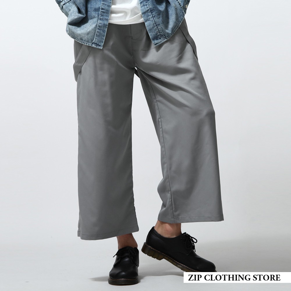 寬版吊帶褲 復古休閒寬褲 男長褲 素色 共3色 ZIP 日版 【br1006】