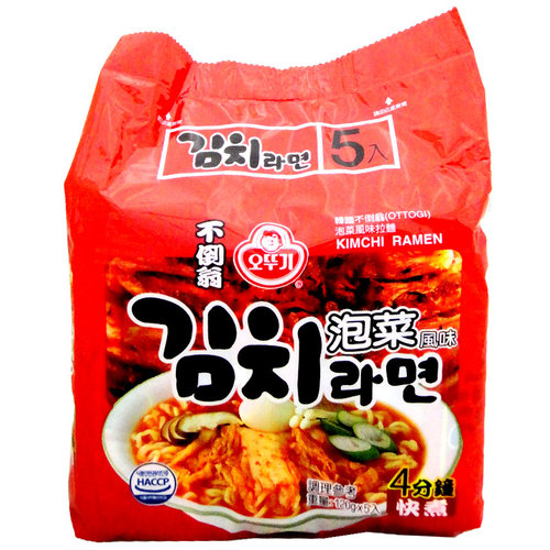 韓國【不倒翁 OTTOGI】泡菜風味拉麵 (120g*5入)*16袋