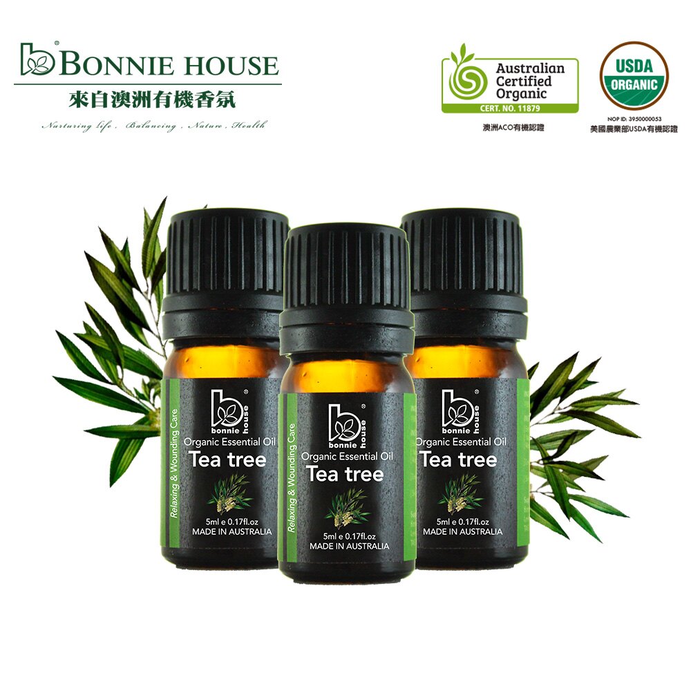 Bonnie House 雙有機認證茶樹精油3入組