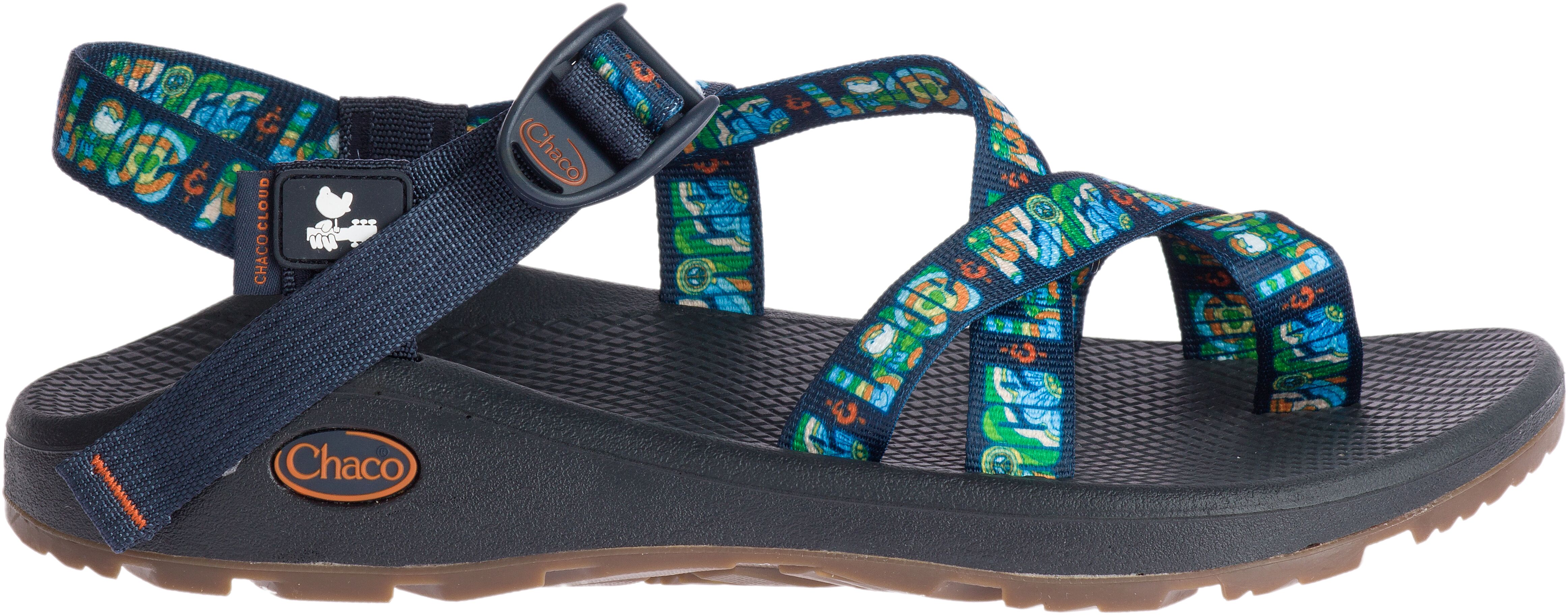 獨賣WDSTK├登山樂┤美國 Chaco WOODSTOCK聯名款LOVE& POEACE (胡士托音樂節) 男-越野紓壓運動涼鞋夾腳款-和平海軍藍 # CH-ALM02HF58 Z/2 CLOUD 